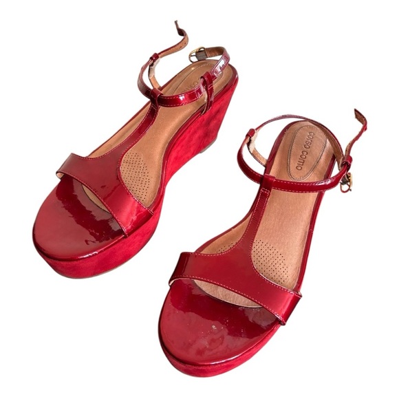 Corso Como T Strap Platform Wedge Red Buckle - Picture 11 of 11